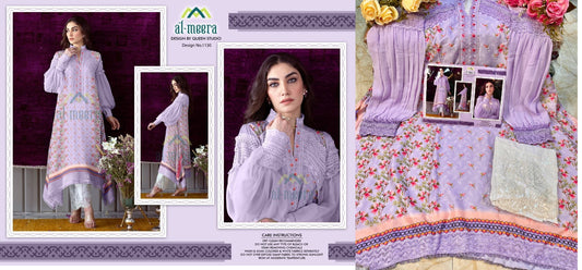 1130Purple Al Meera Top Bottom Set