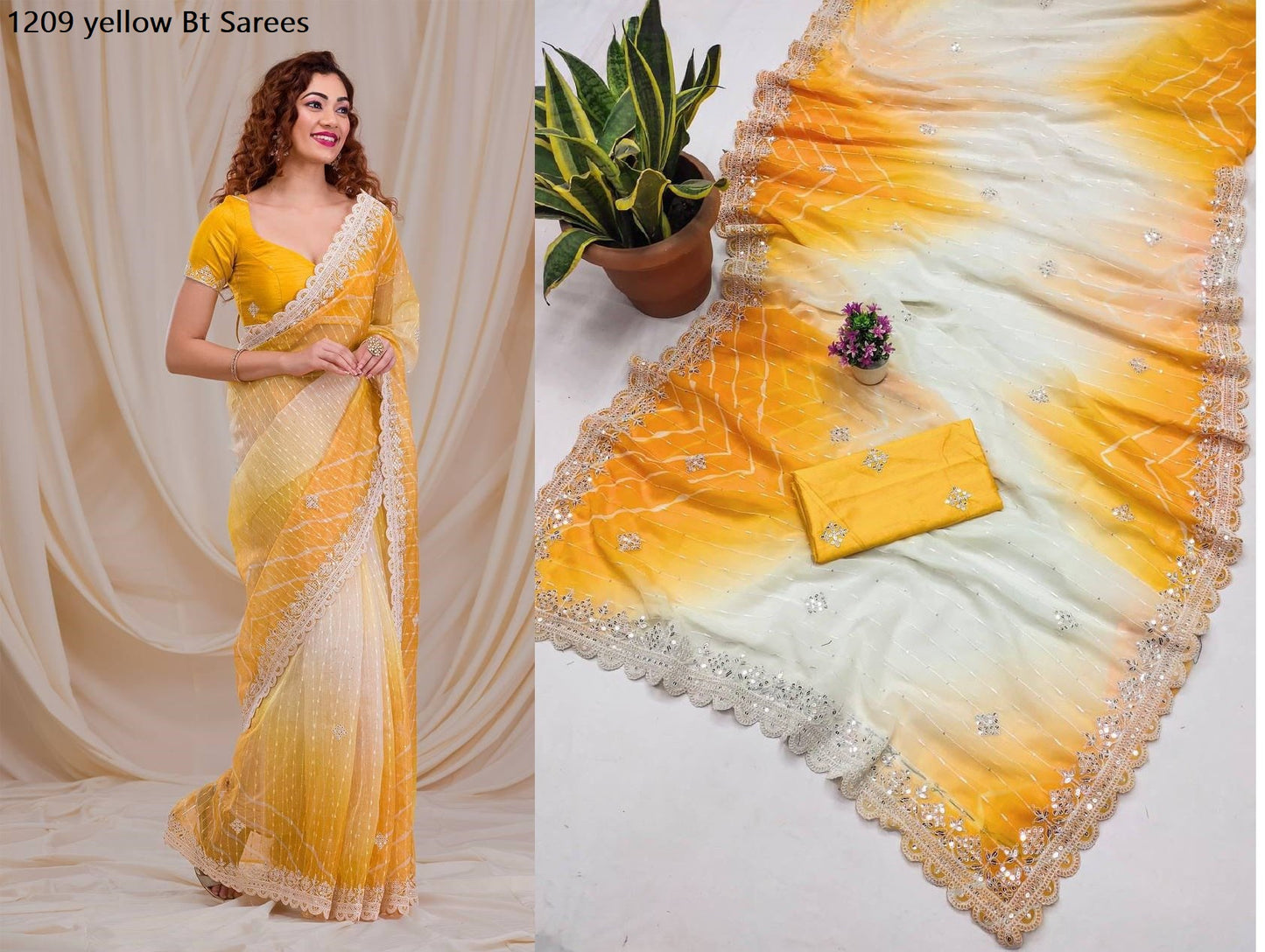 1209 Yellow Bt Sarees