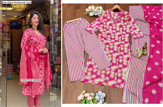 Pink Qubo Readymade Suits