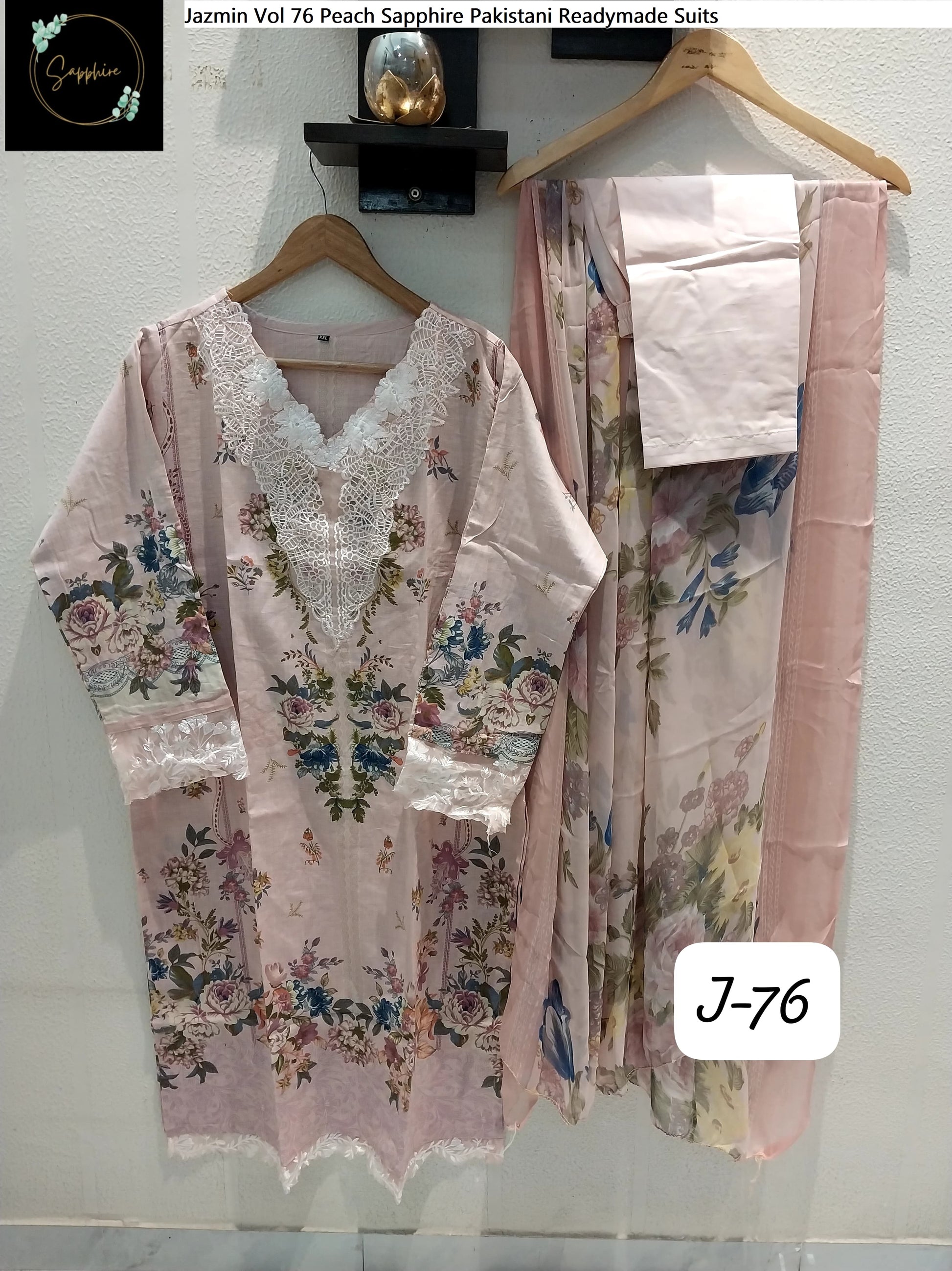 Jazmin Vol 76 Peach Sapphire Pakistani Readymade Suits