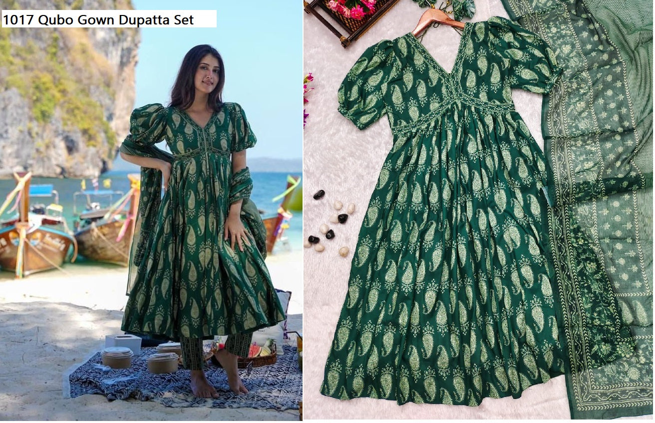 1017 Qubo Gown Dupatta Set