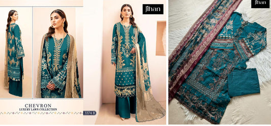 3374B Chevron Lawn Luxury Collection Jihan Pakistani Salwar Suits