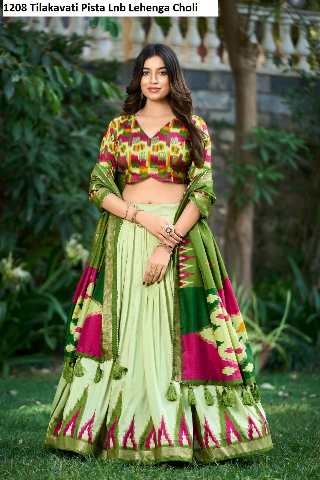 1208 Tilakavati Pista Lnb Lehenga Choli