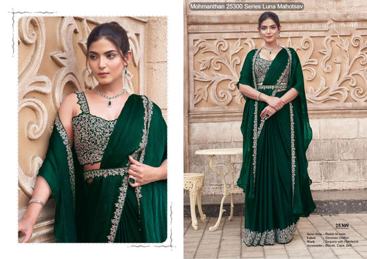 25309 Mohmanthan 25300 Series Luna Mahotsav Shimmer Chiffon Ready To Wear Saree