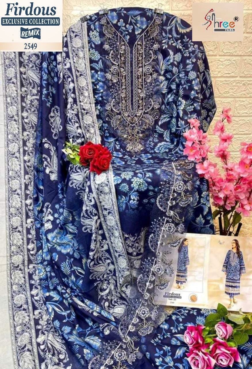 2549 Firdous Exclusive Collection Remix Shree Fabs Embroidery Pakistani Patch Suits