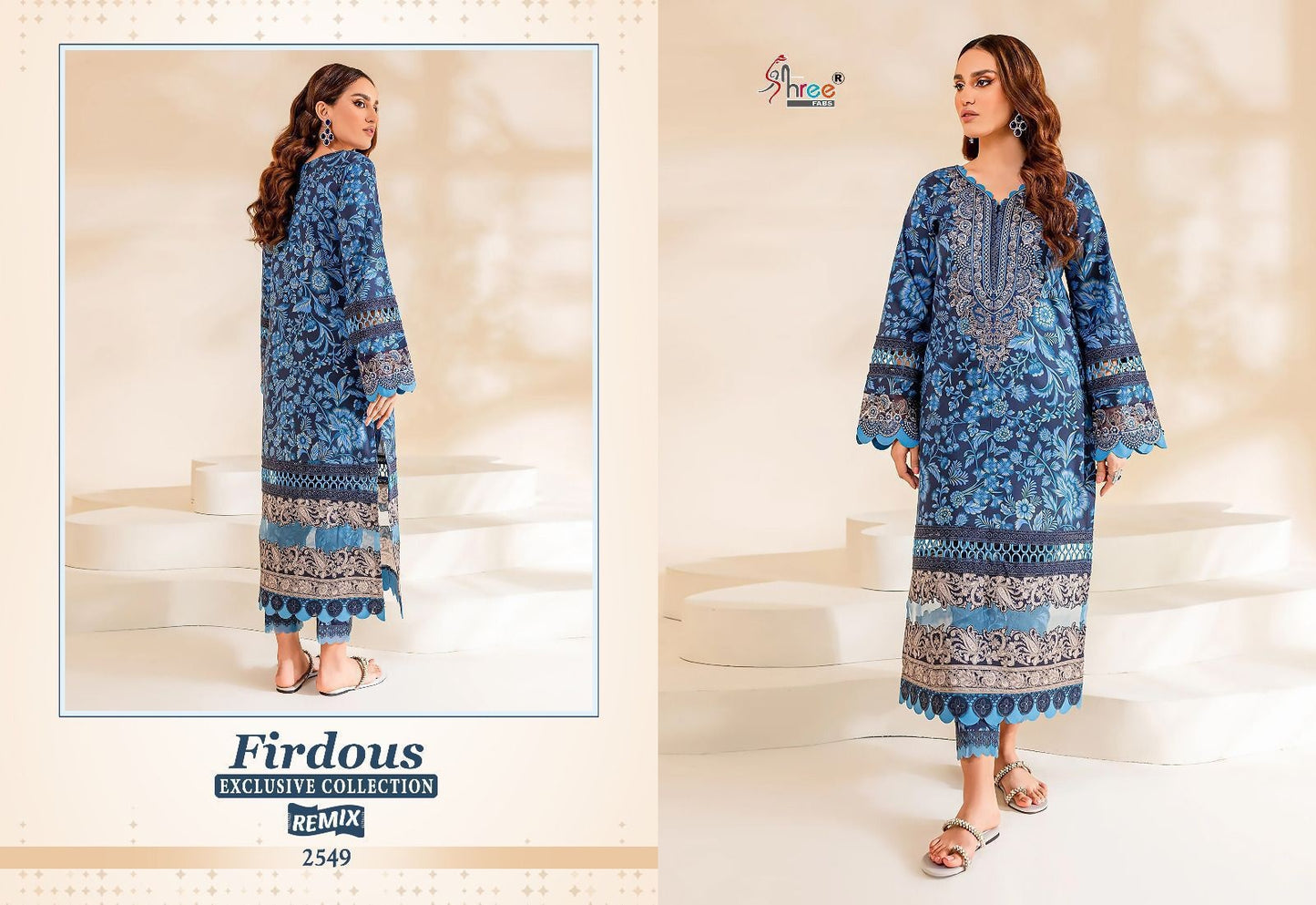2549 Firdous Exclusive Collection Remix Shree Fabs Embroidery Pakistani Patch Suits