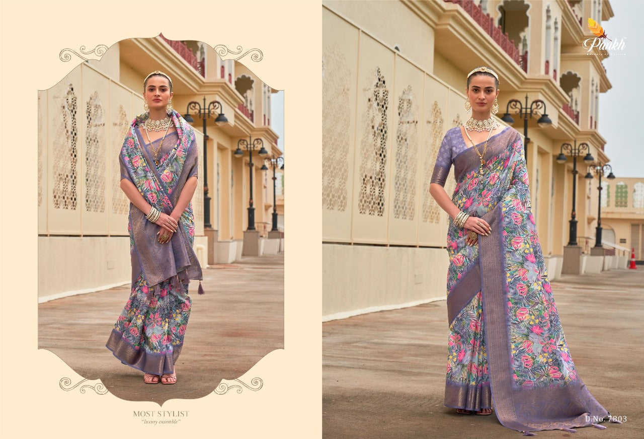 7803 Mohini Pankh Sarees