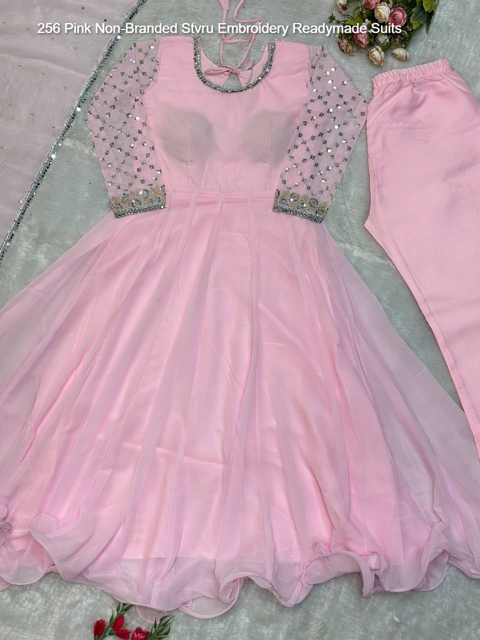 256 Pink Non-Branded Stvru Embroidery Readymade Suits