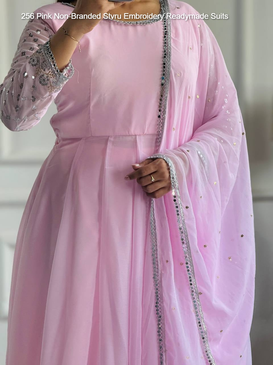 256 Pink Non-Branded Stvru Embroidery Readymade Suits