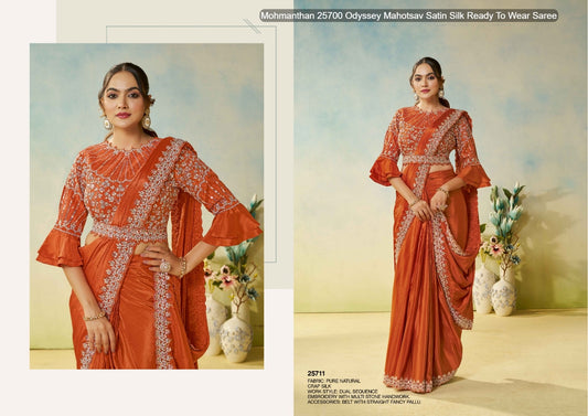 25711 Mohmanthan 25700 Odyssey Mahotsav Satin Silk Ready To Wear Saree