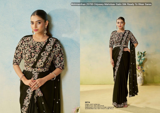 25714 Mohmanthan 25700 Odyssey Mahotsav Satin Silk Ready To Wear Saree
