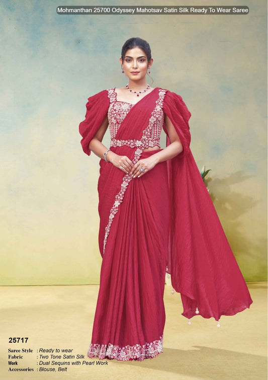 25717 Mohmanthan 25700 Odyssey Mahotsav Satin Silk Ready To Wear Saree