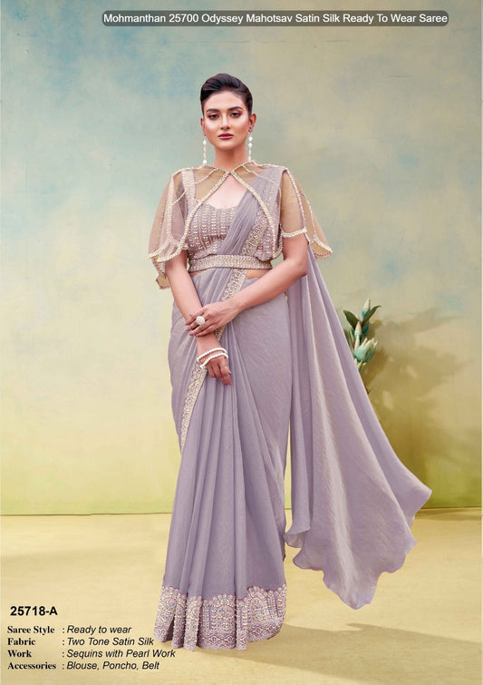 25718-A Mohmanthan 25700 Odyssey Mahotsav Satin Silk Ready To Wear Saree
