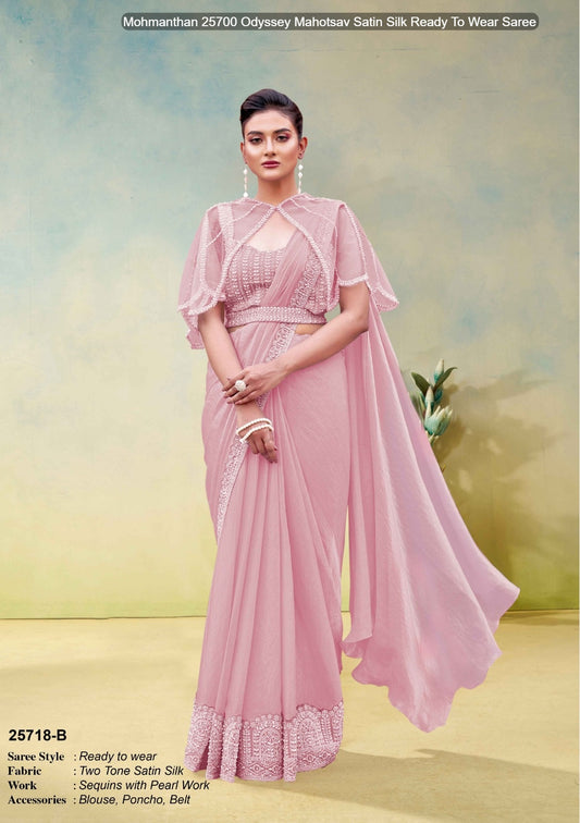 25718-B Mohmanthan 25700 Odyssey Mahotsav Satin Silk Ready To Wear Saree