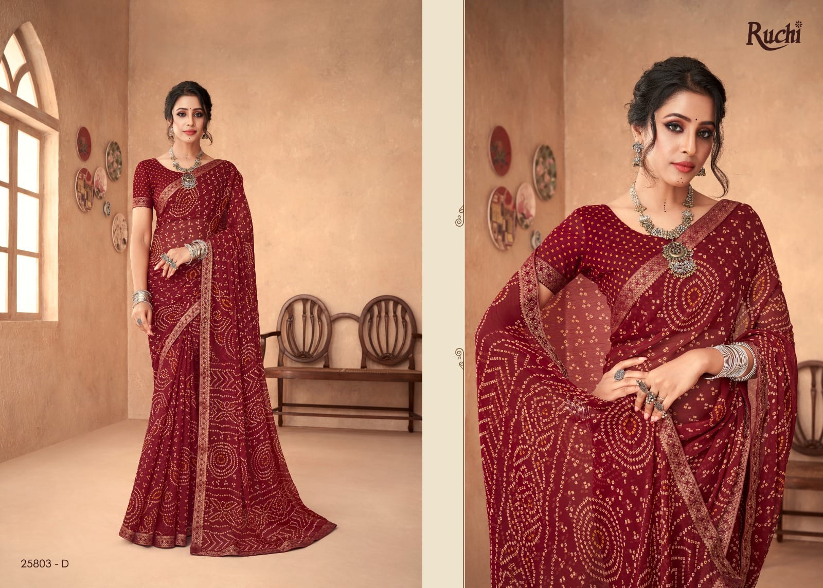 25803-D Simayaa Ruchi Chiffon Sarees
