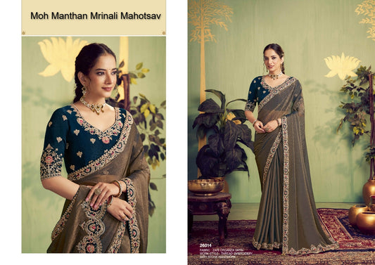 26014 Moh Manthan Mrinali Mahotsav Organza Satin Sarees