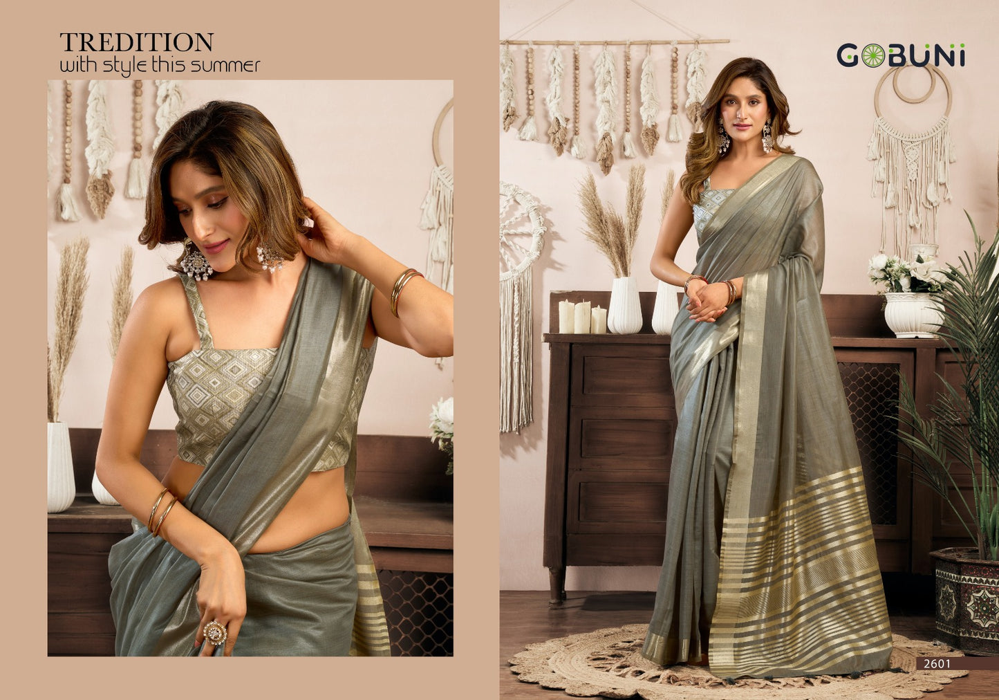 2601 Srividya Gobuni Khadi Cotton Sarees