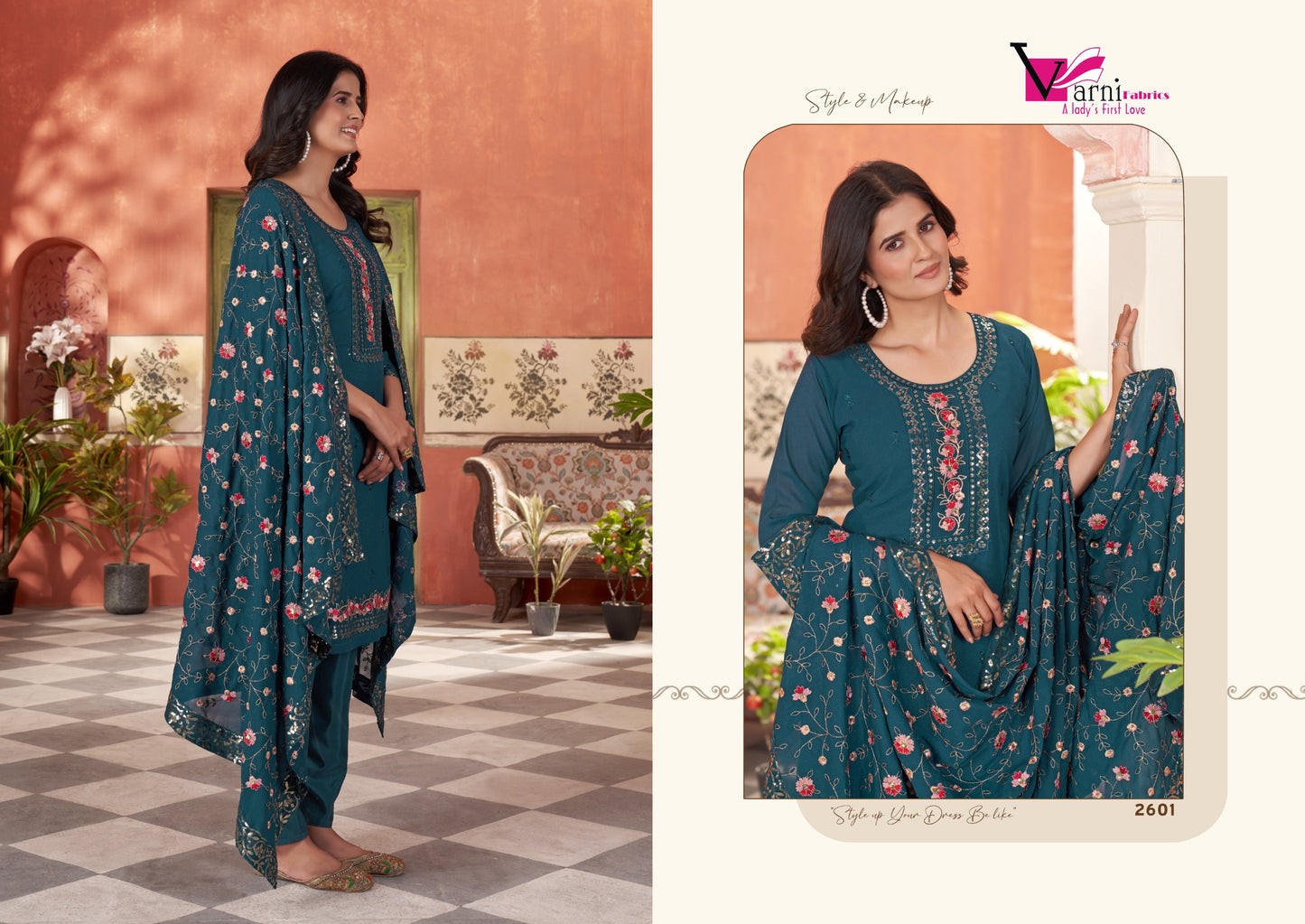 2601 Tejaswini Varni Fabrics Embroidery Readymade Suits