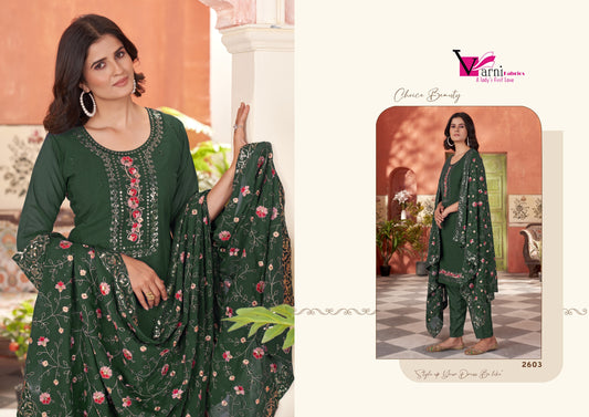 2603 Tejaswini Varni Fabrics Embroidery Readymade Suits
