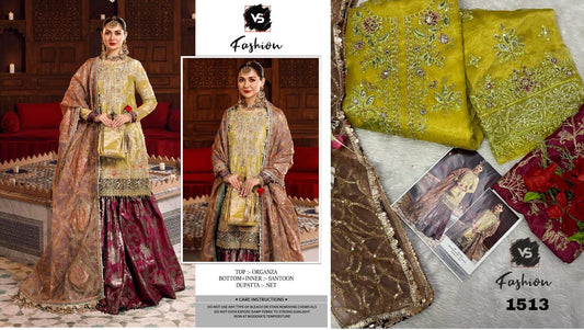 1513Maroon And Yellow Vs Fashion Pakistani Salwar Suits