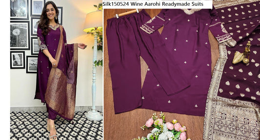 Silk150524 Wine Aarohi Readymade Suits