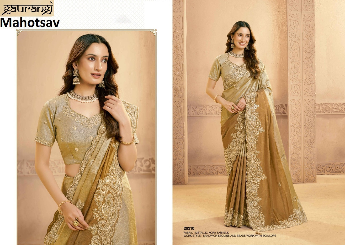 26310 Mohmanthan Gaurangi Mahotsav Zari Silk Sarees