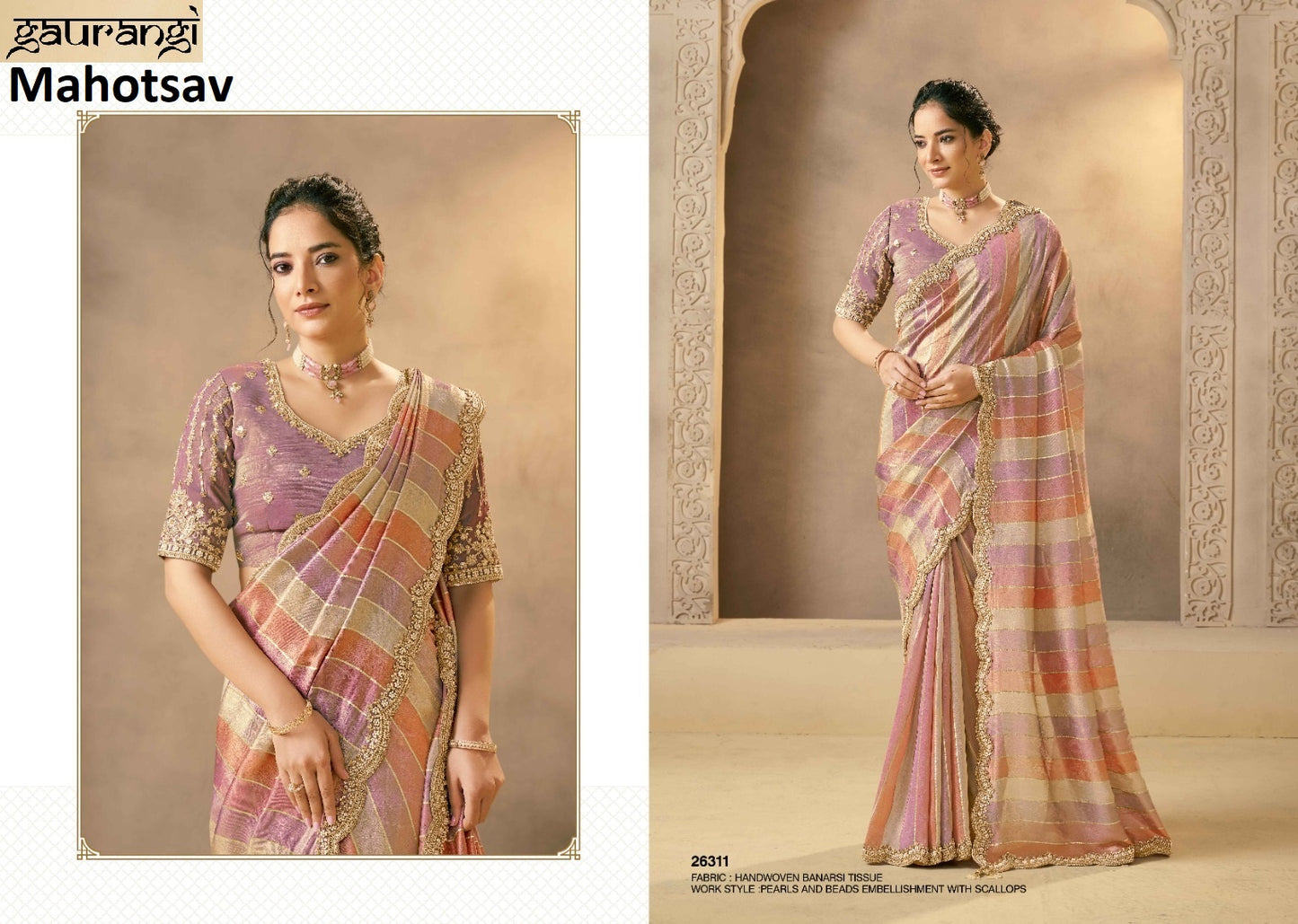 26311 Mohmanthan Gaurangi Mahotsav Banarasi Tissue Sarees
