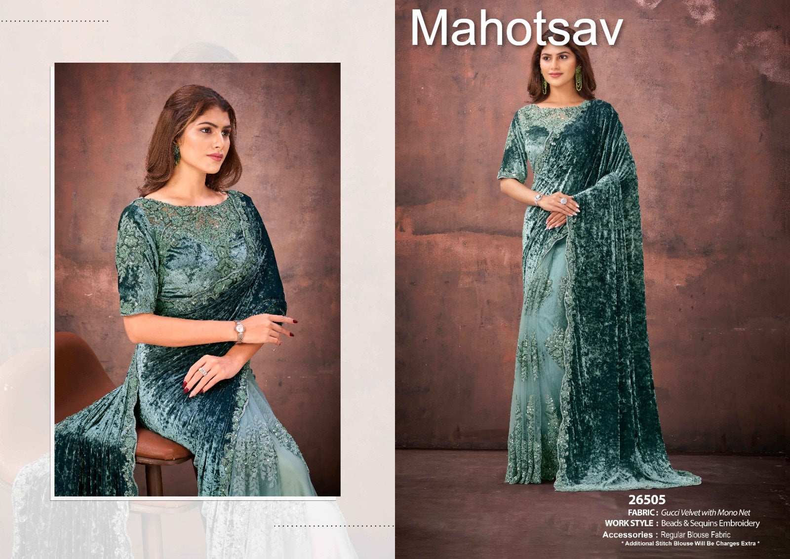 26505 Mohmanthan 26500 Aureliaa Mahotsav Gucci Velvet Sarees