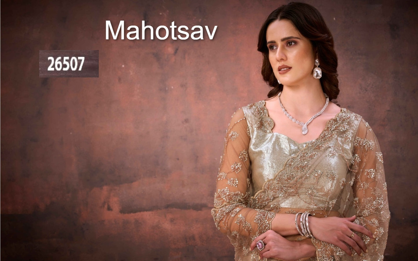 26507 Mohmanthan 26500 Aureliaa Mahotsav Foil Satin Sarees