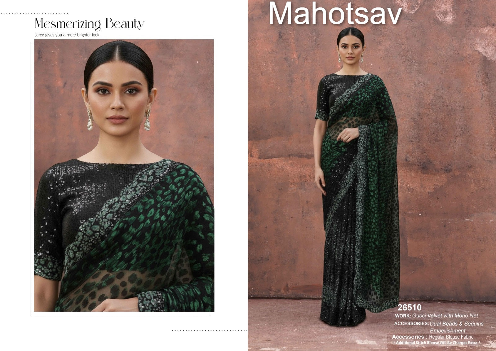 26510 Mohmanthan 26500 Aureliaa Mahotsav Gucci Velvet Sarees
