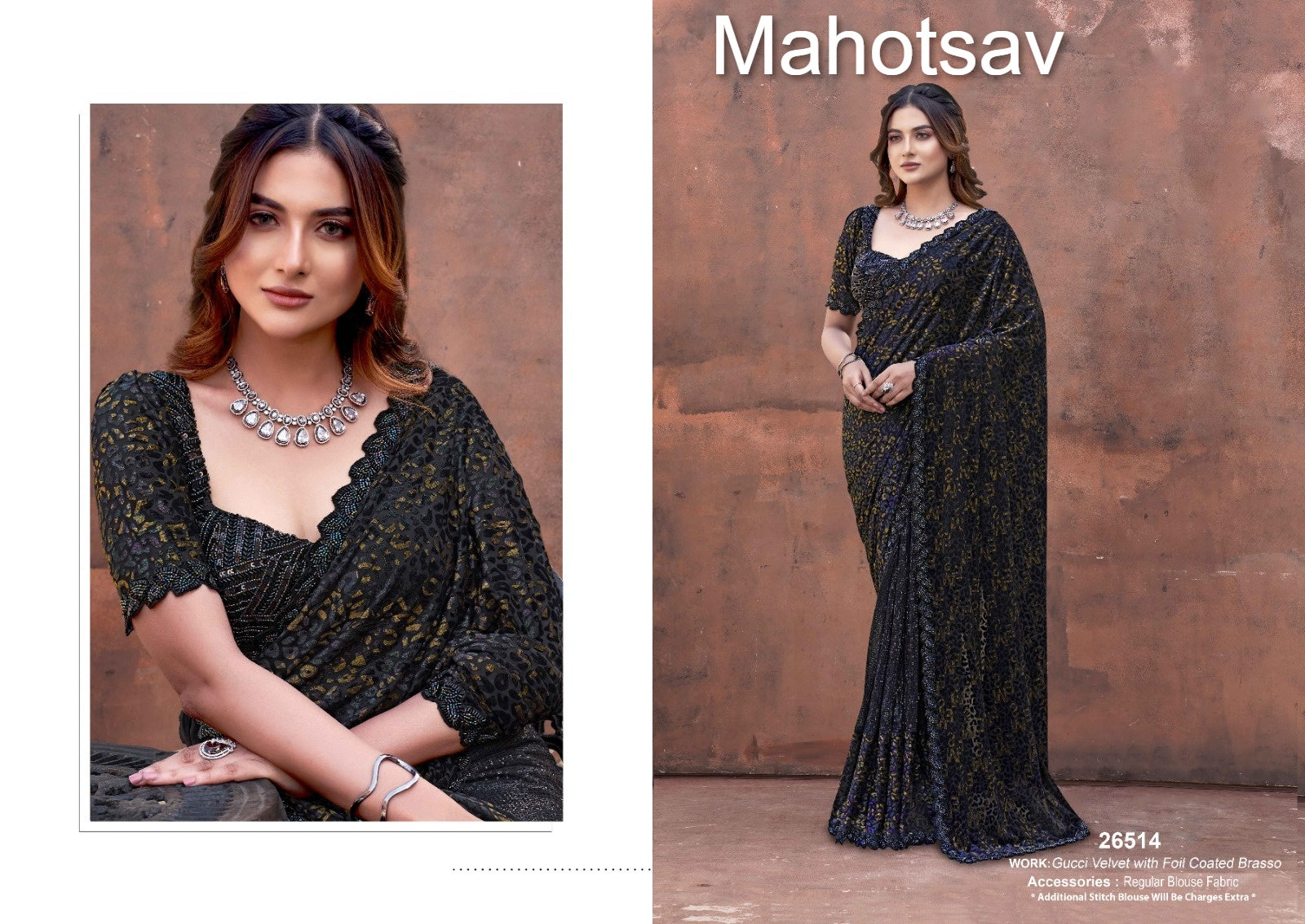 26514 Mohmanthan 26500 Aureliaa Mahotsav Velvet Sarees