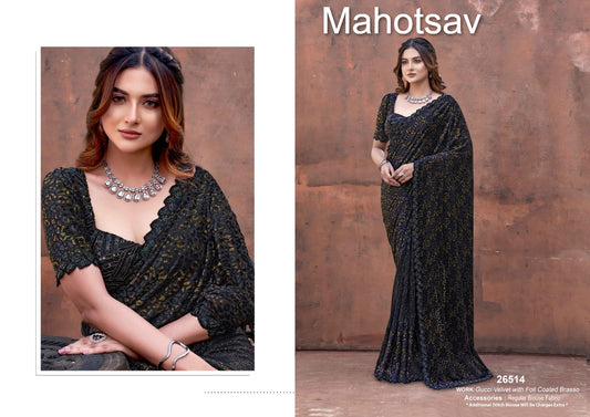 26514 Mohmanthan 26500 Aureliaa Mahotsav Velvet Sarees