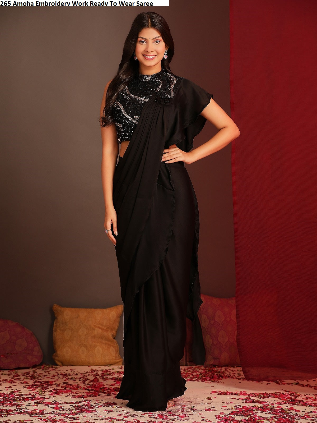 265 Amoha Embroidery Work Ready To Wear Saree