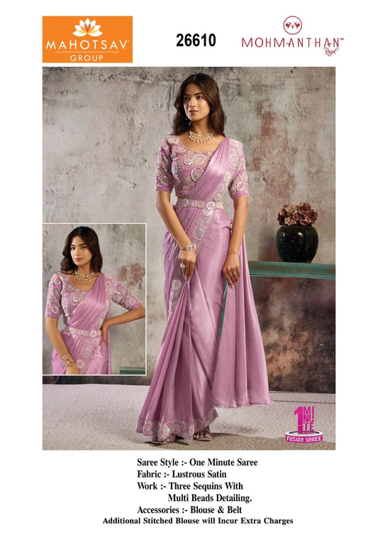 26610 Mohmanthan Selene Mahotsav Lustrous Satin Ready To Wear Saree