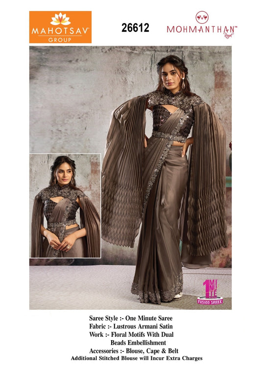 26612 Mohmanthan Selene Mahotsav Lustrous Armani Satin Ready To Wear Saree