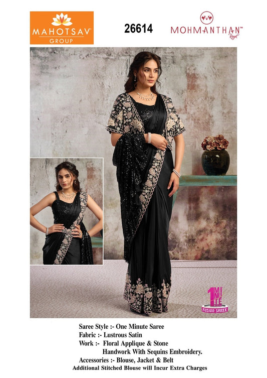 26614 Mohmanthan Selene Mahotsav Lustrous Satin Ready To Wear Saree