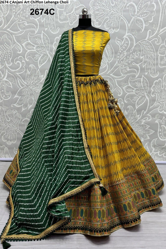 2674C Anjani Art Chiffon Lehenga Choli