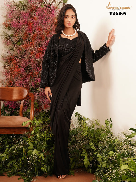 268A Amoha Lycra Ready To Wear Saree