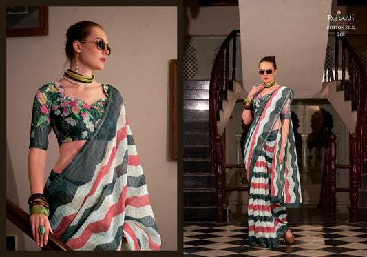 268 Rang De Basanti Rajpath Linen Cotton Sarees