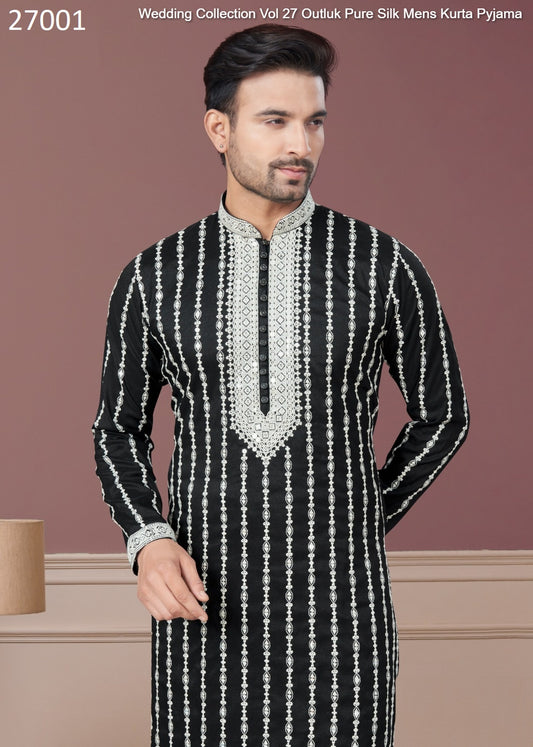 27001 Wedding Collection Vol 27 Outluk Pure Silk Mens Kurta Pyjama