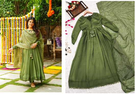 Mehendi 250923 Qubo Gown Dupatta Set