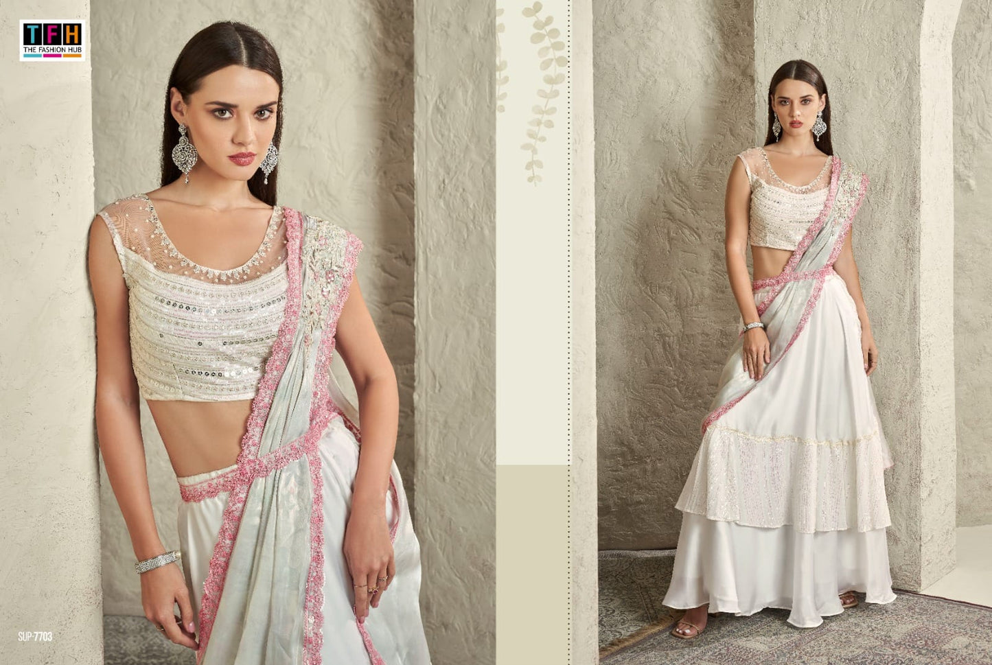 7703 Super Star Tfh Ready To Wear Saree