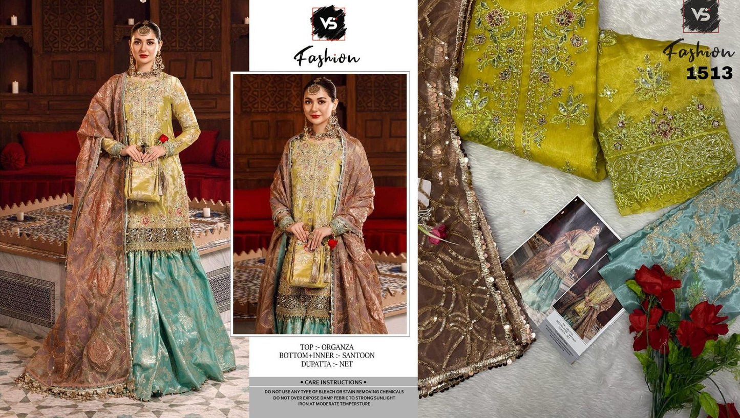 1513Yellow And Green Vs Fashion Pakistani Salwar Suits