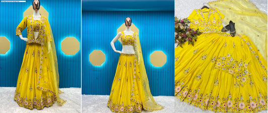 1855Yellow Aarohi Koti Lehenga Choli