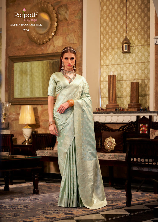 274 Shella Gold Rajpath Satin Silk Sarees