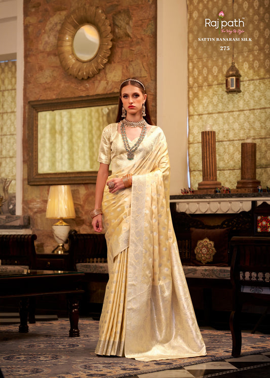 275 Shella Gold Rajpath Satin Silk Sarees