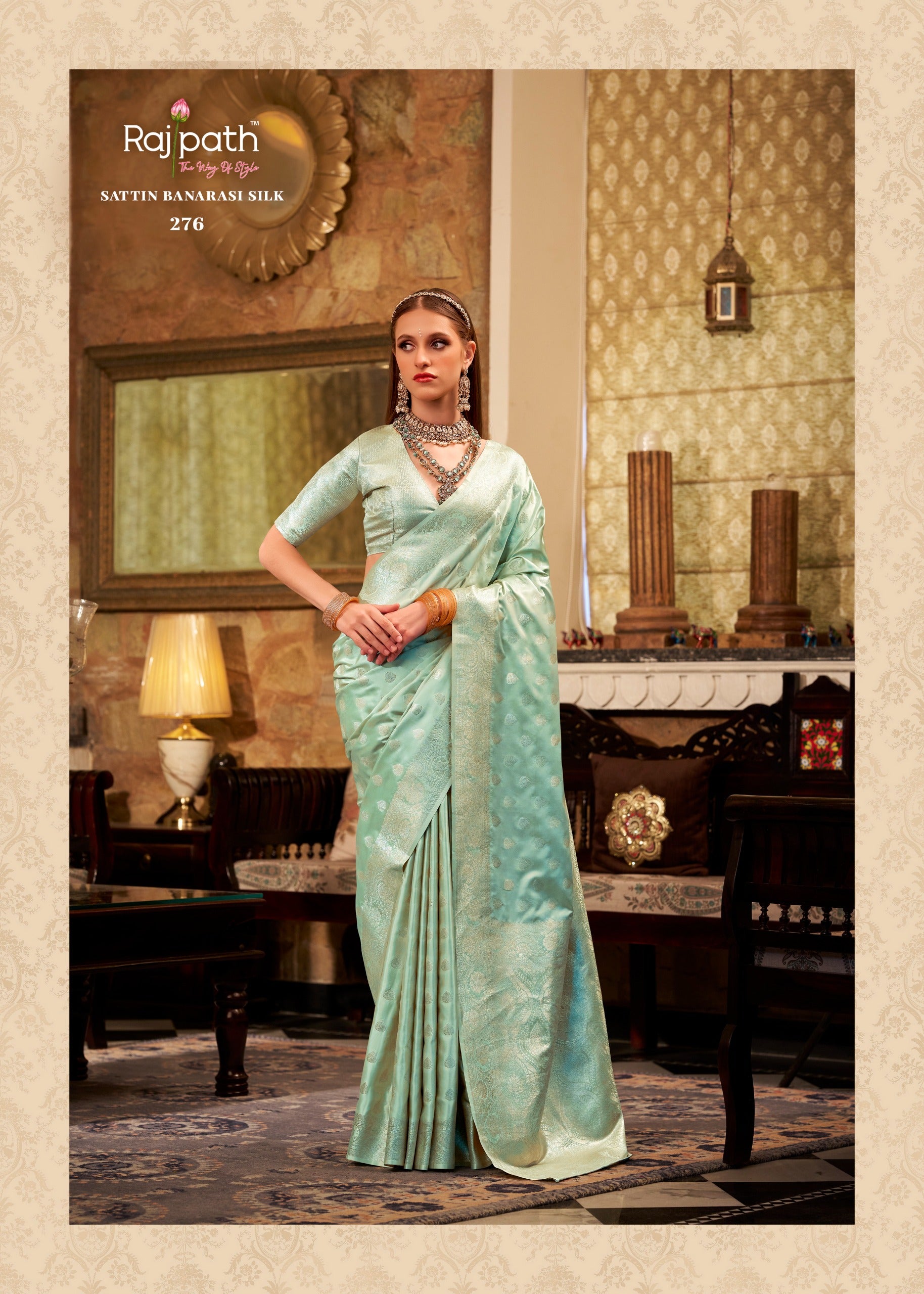 276 Shella Gold Rajpath Satin Silk Sarees