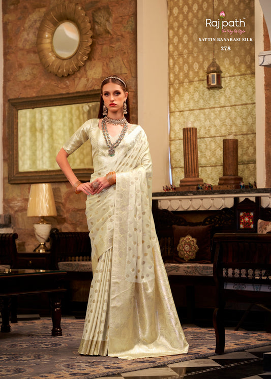 278 Shella Gold Rajpath Satin Silk Sarees