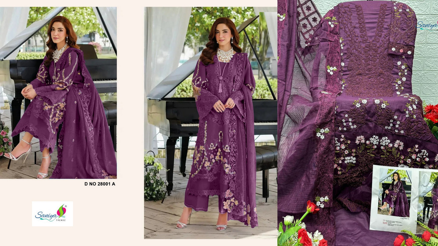 28001-A Elaf Vol 28 Saniya Trendz Cotton Pakistani Salwar Suits