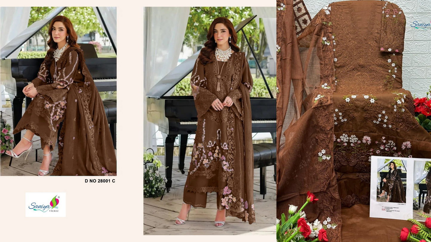 28001-C Elaf Vol 28 Saniya Trendz Cotton Pakistani Salwar Suits